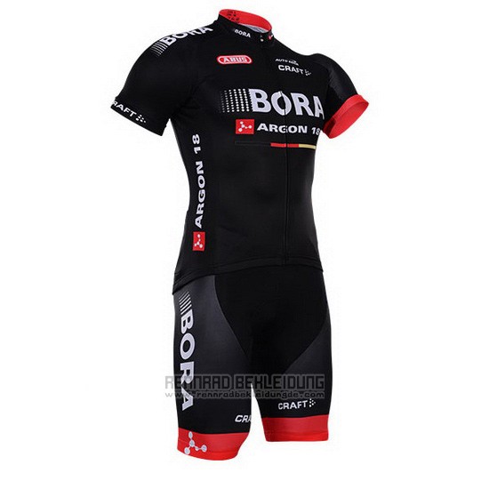 2016 Fahrradbekleidung Bora Shwarz Trikot Kurzarm und Tragerhose